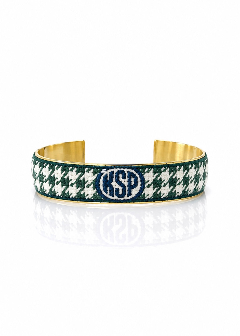 Art Deco Monogram - Houndstooth Green