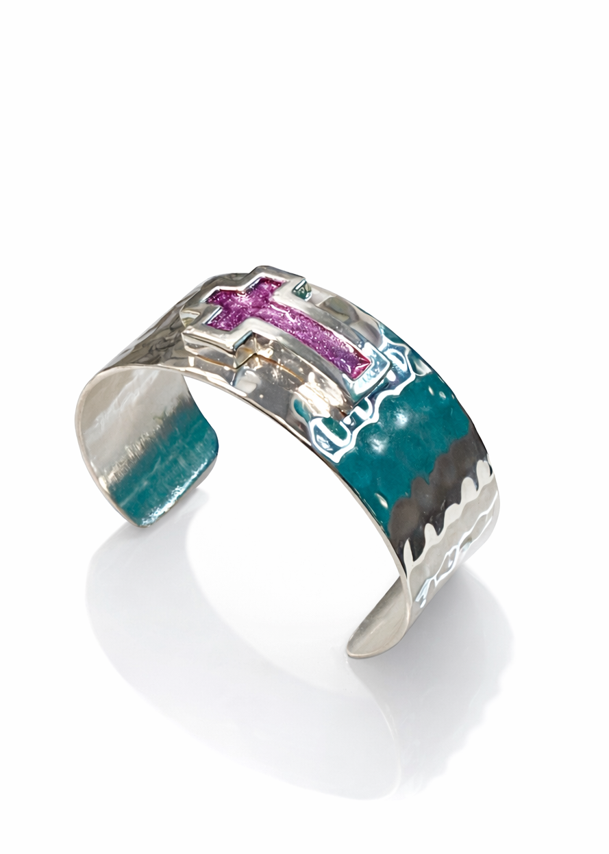 In Bloom - Raised Cross Cuff (Silver)