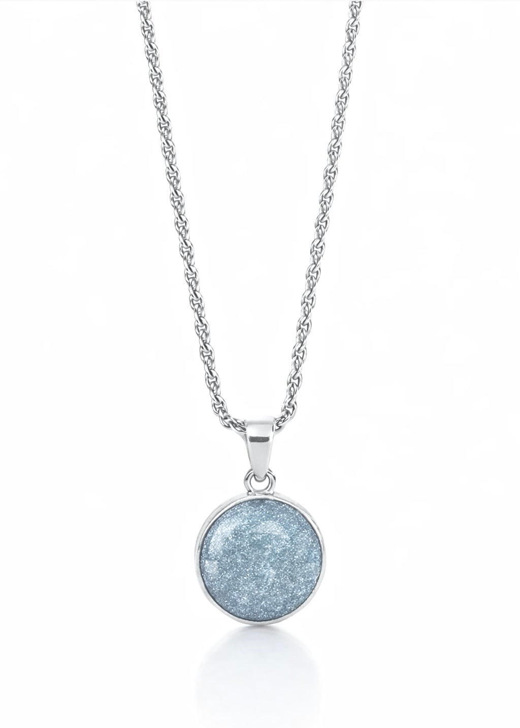 Summit Sky Blue Circle Pendant Necklace (Silver)