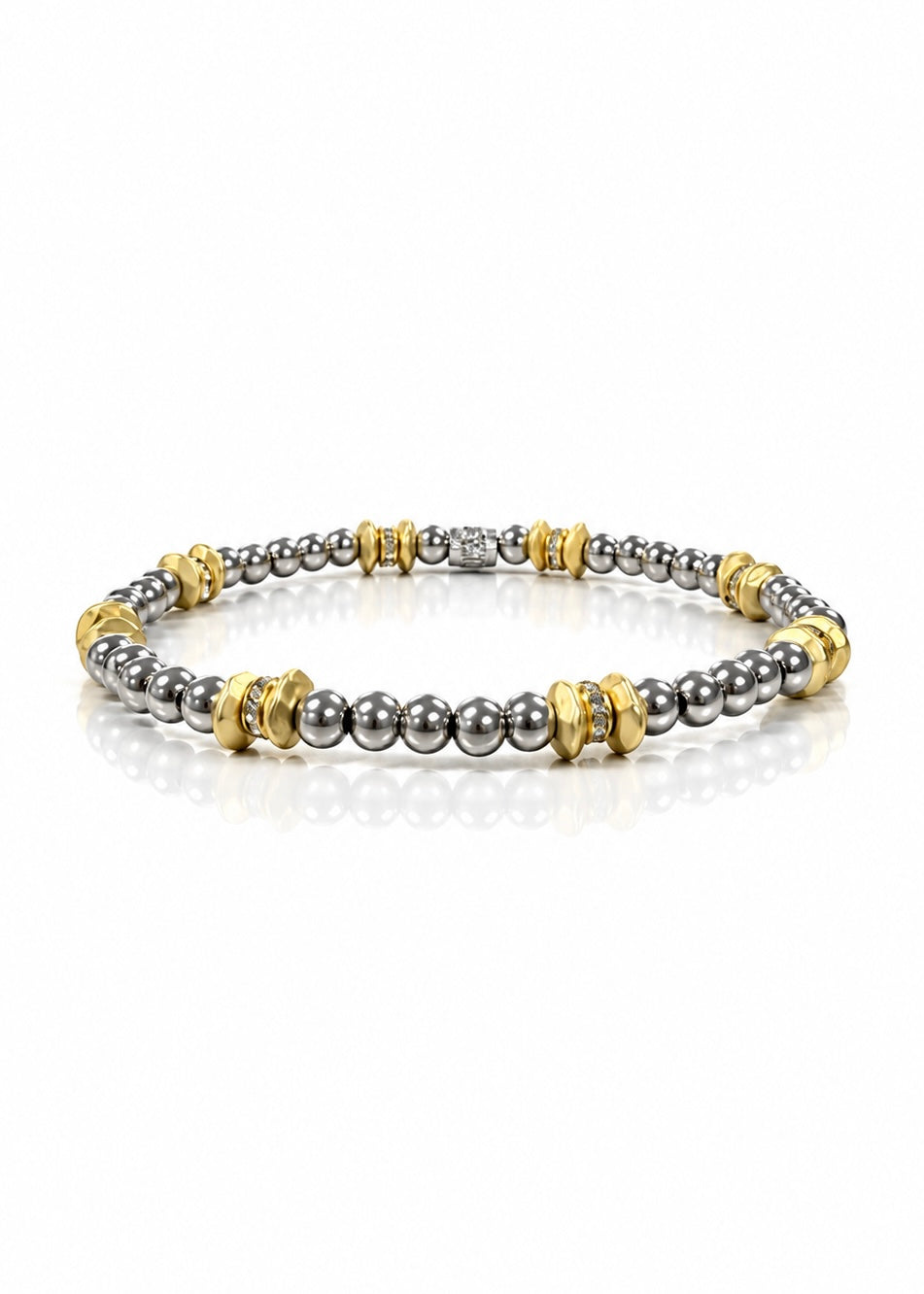 4mm Silver Beads with Gold Pavé