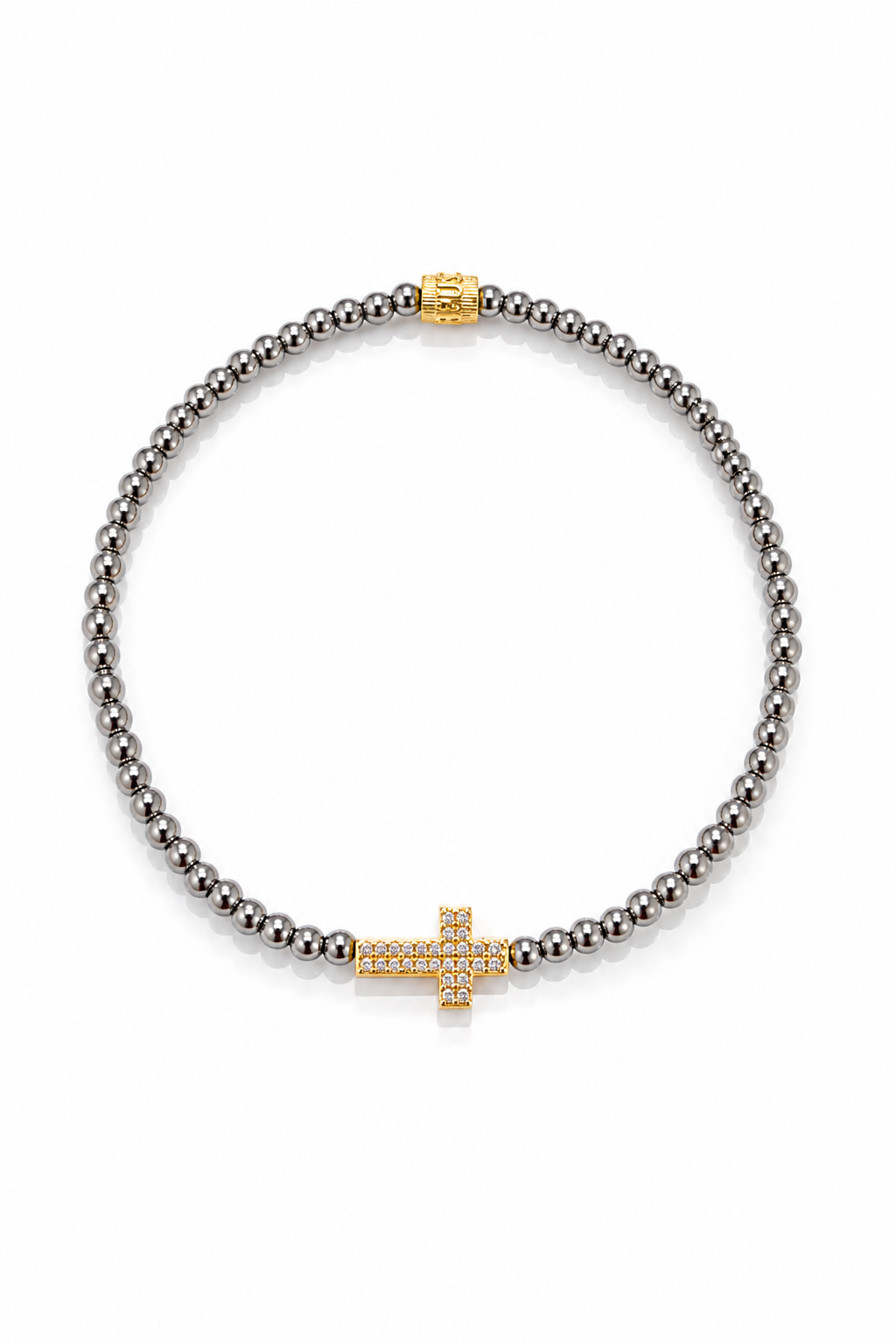 With Grace 3mm beaded (With Gold Pave Cross Charm)