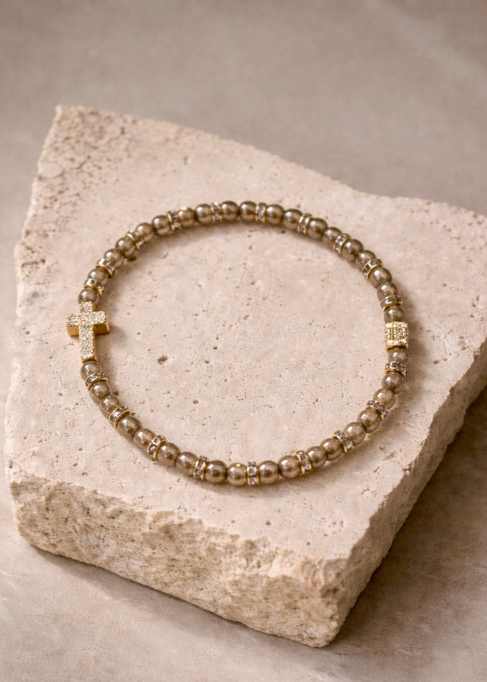 Ever True Translucent Taupe Pave Cross