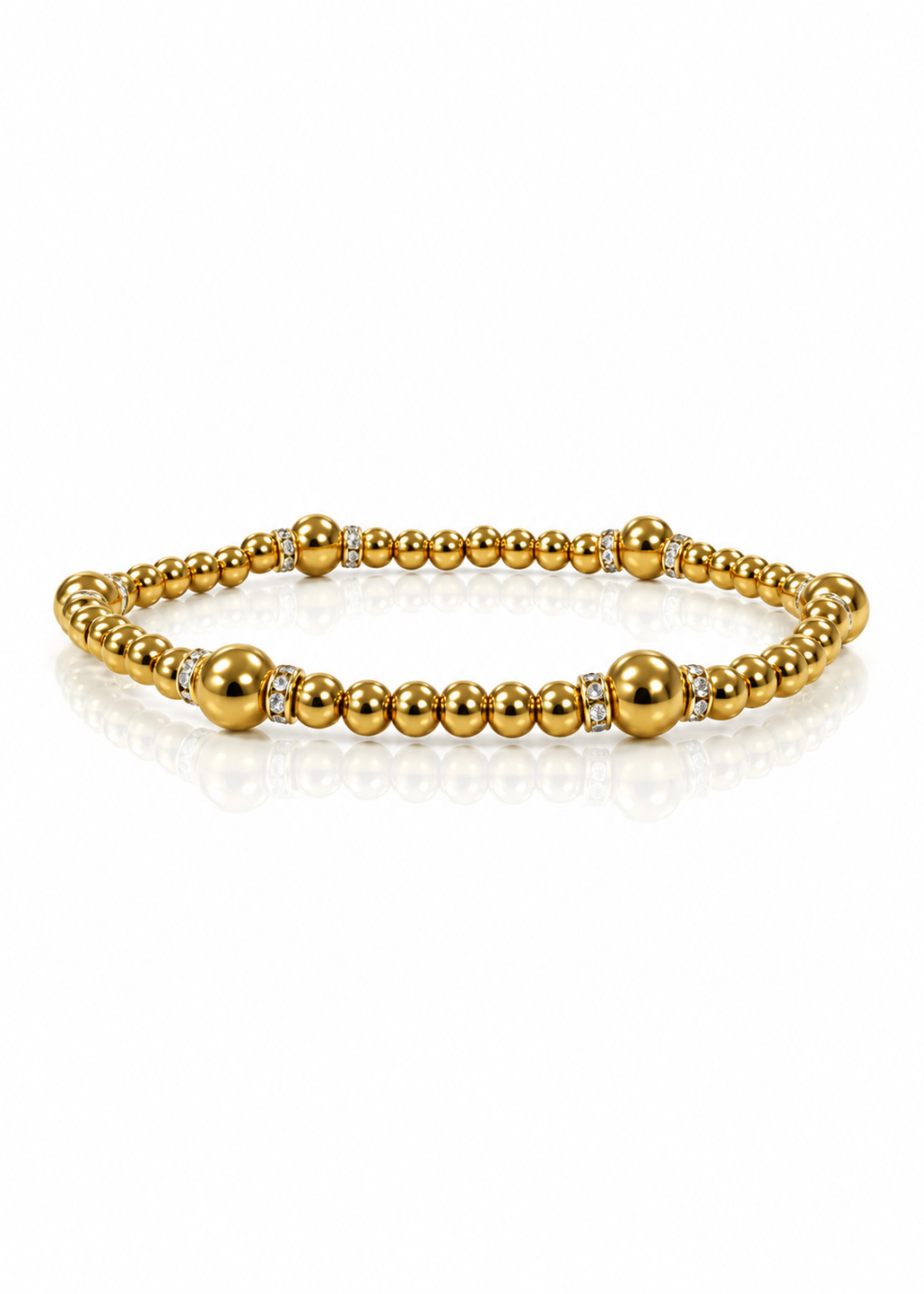 Classic Gold Beaded Variation with 4mm pavé, front view