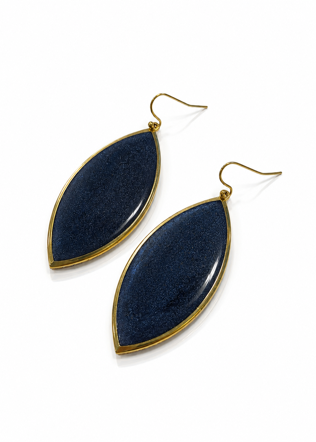 The Americana Edit - Navy Marquise Earrings - Gold