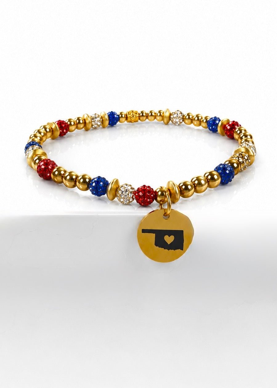 Oklahoma Red, White, and Blue Charm Bracelet