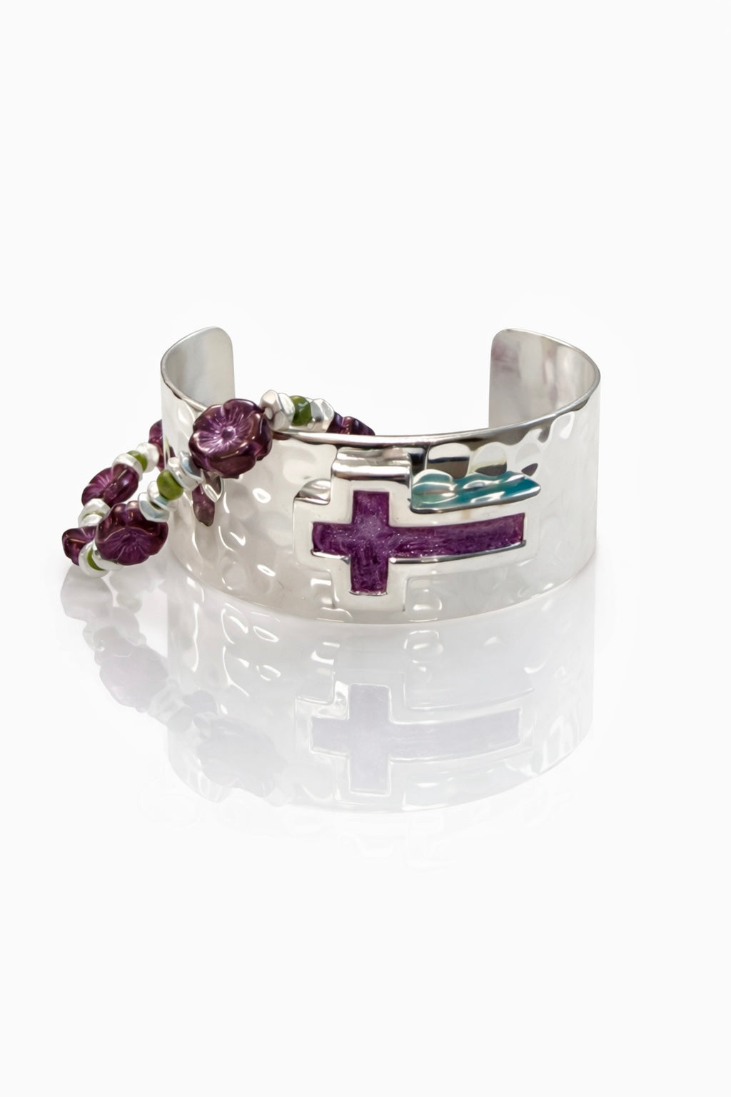 In Bloom - Raised Cross Cuff (Silver)