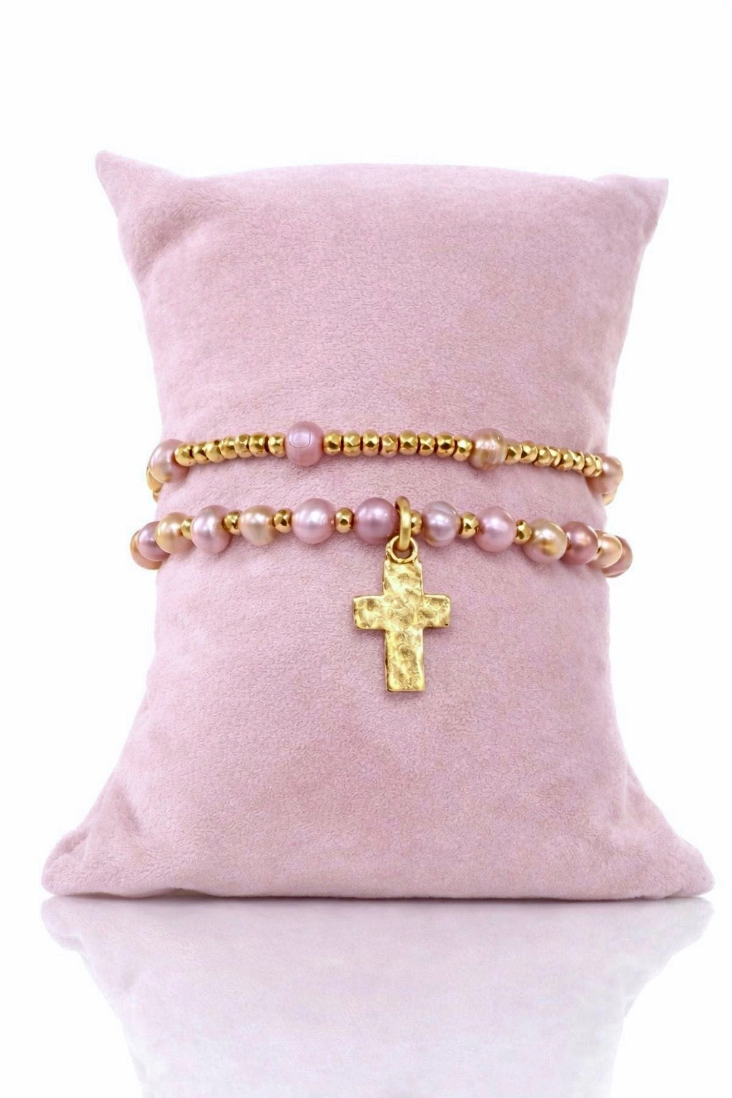 Petals and Pearls Cross Duo - Gold