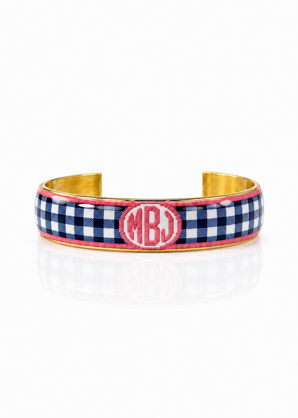 Art Deco Monogram - Gingham Blue
