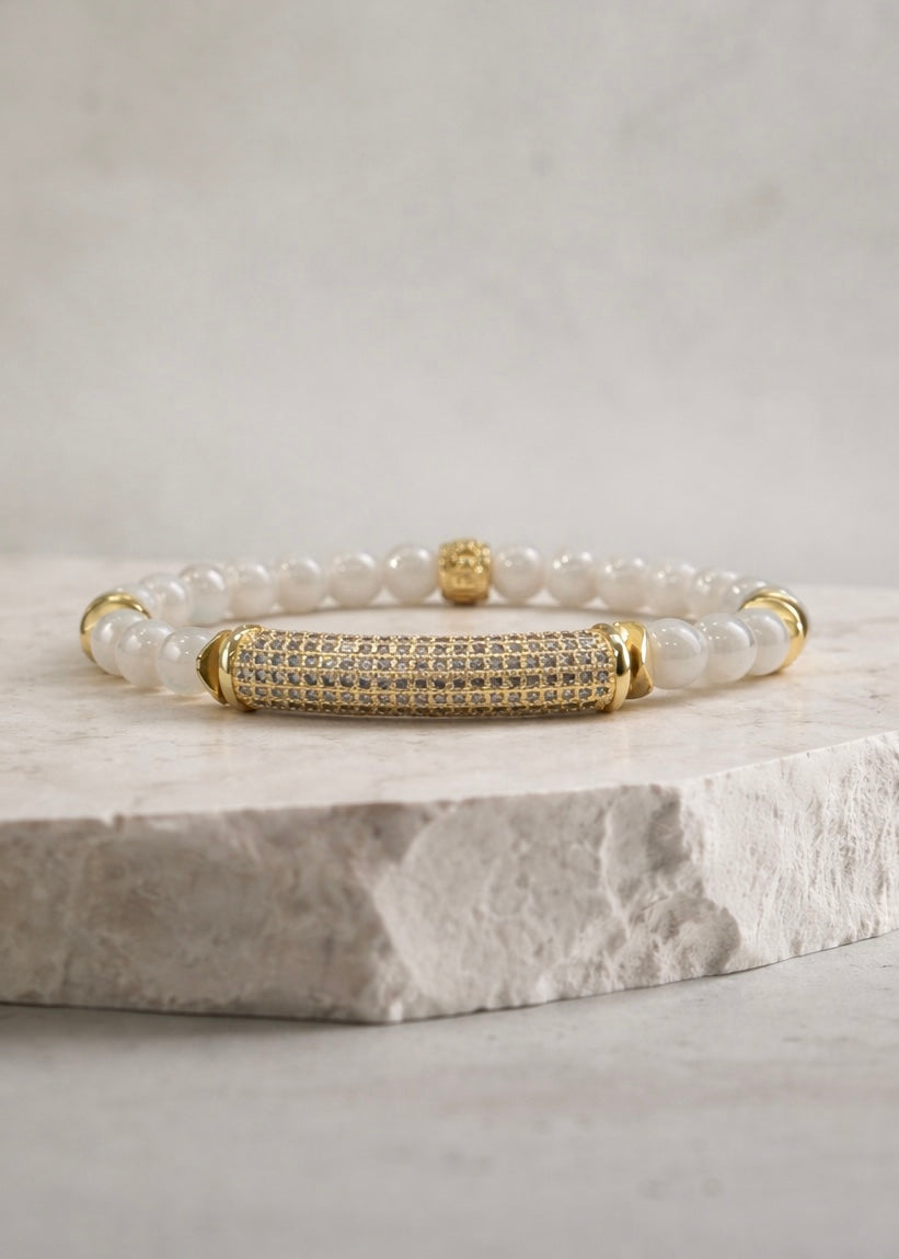 Telluride Gold Pavé Bar White