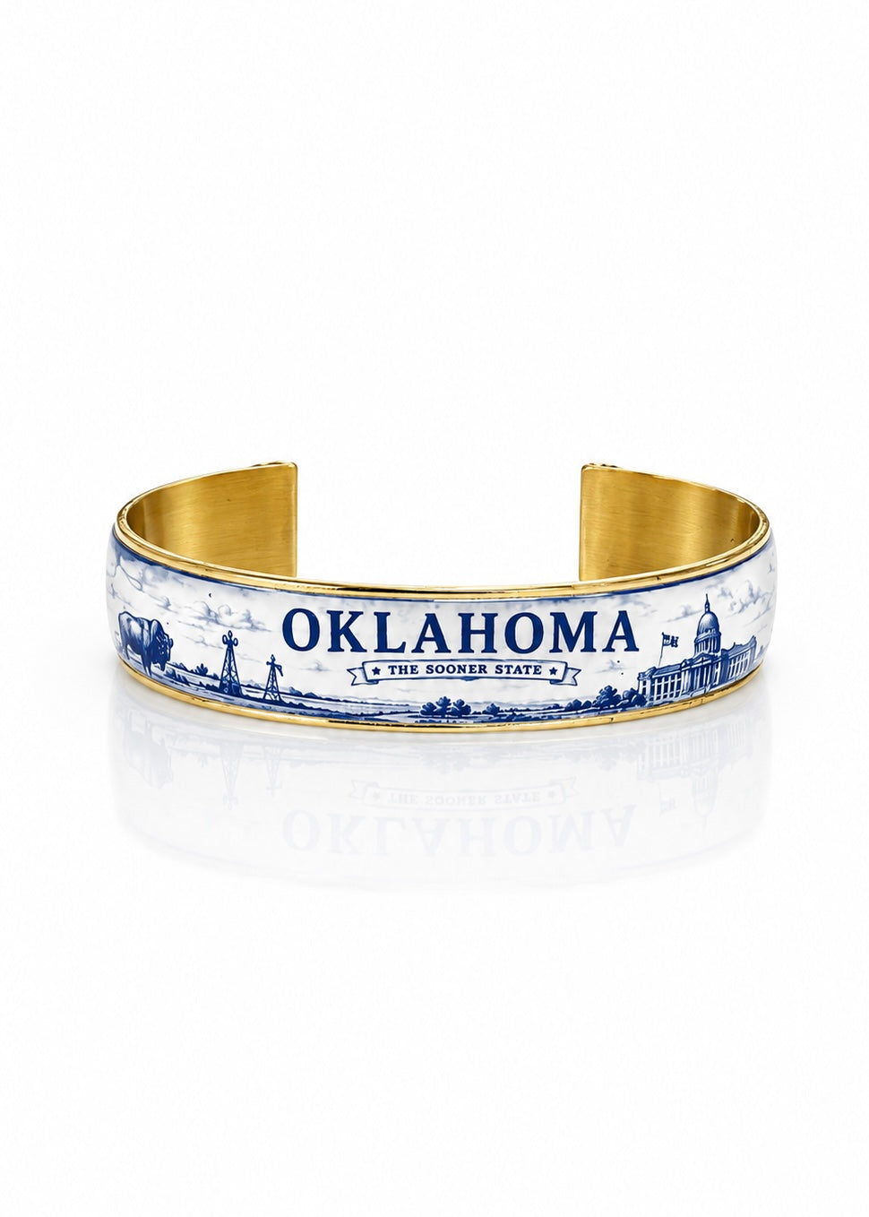 Art Deco - Oklahoma Blue Toile (Gold)