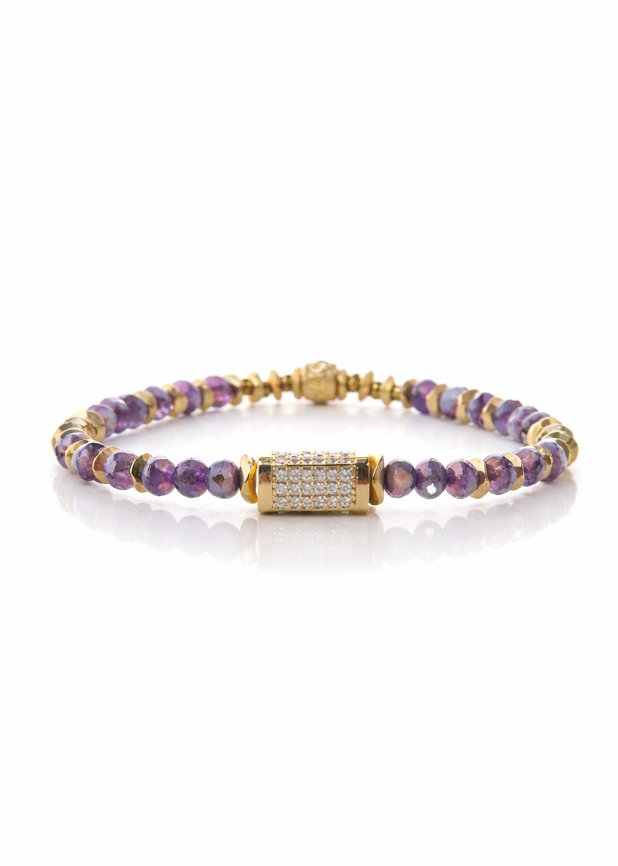 Lavender Fields Rectangle Gold Pavé Bar