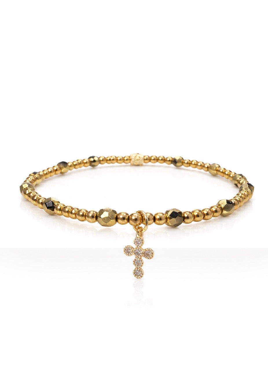 Ever True Mini Pave Cross Gold