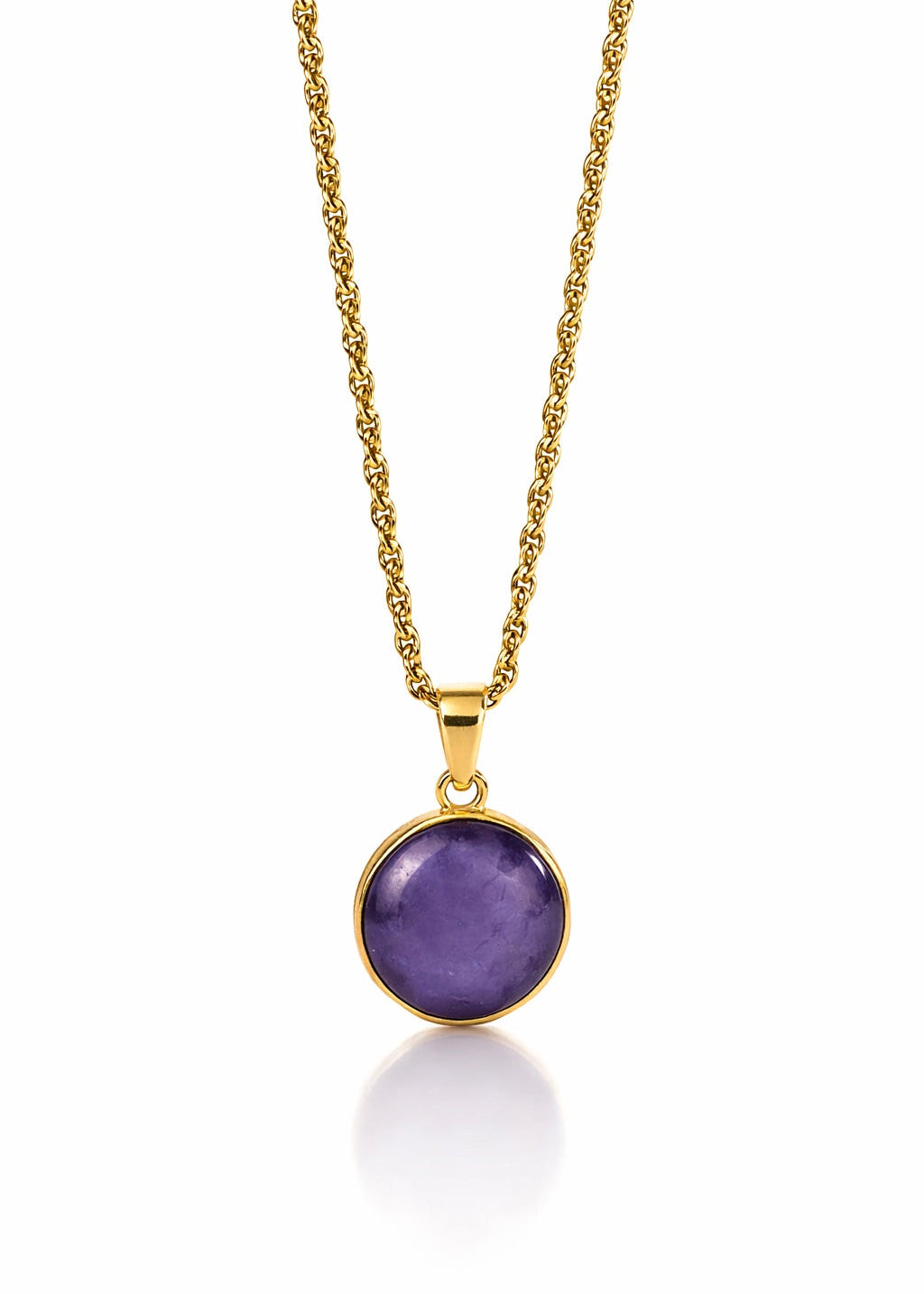 Lavender Fields Circle Pendant Necklace (Gold)