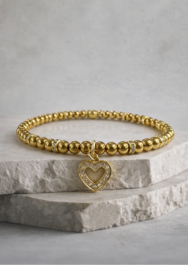 Sweetheart Gold Pave Heart