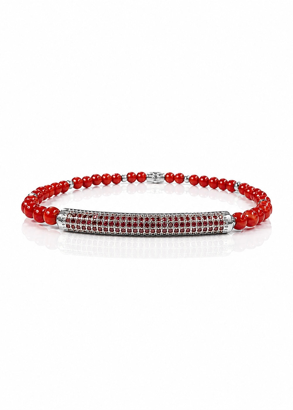 The Americana Edit - Glory Ruby Red Pavé Bar- Silver