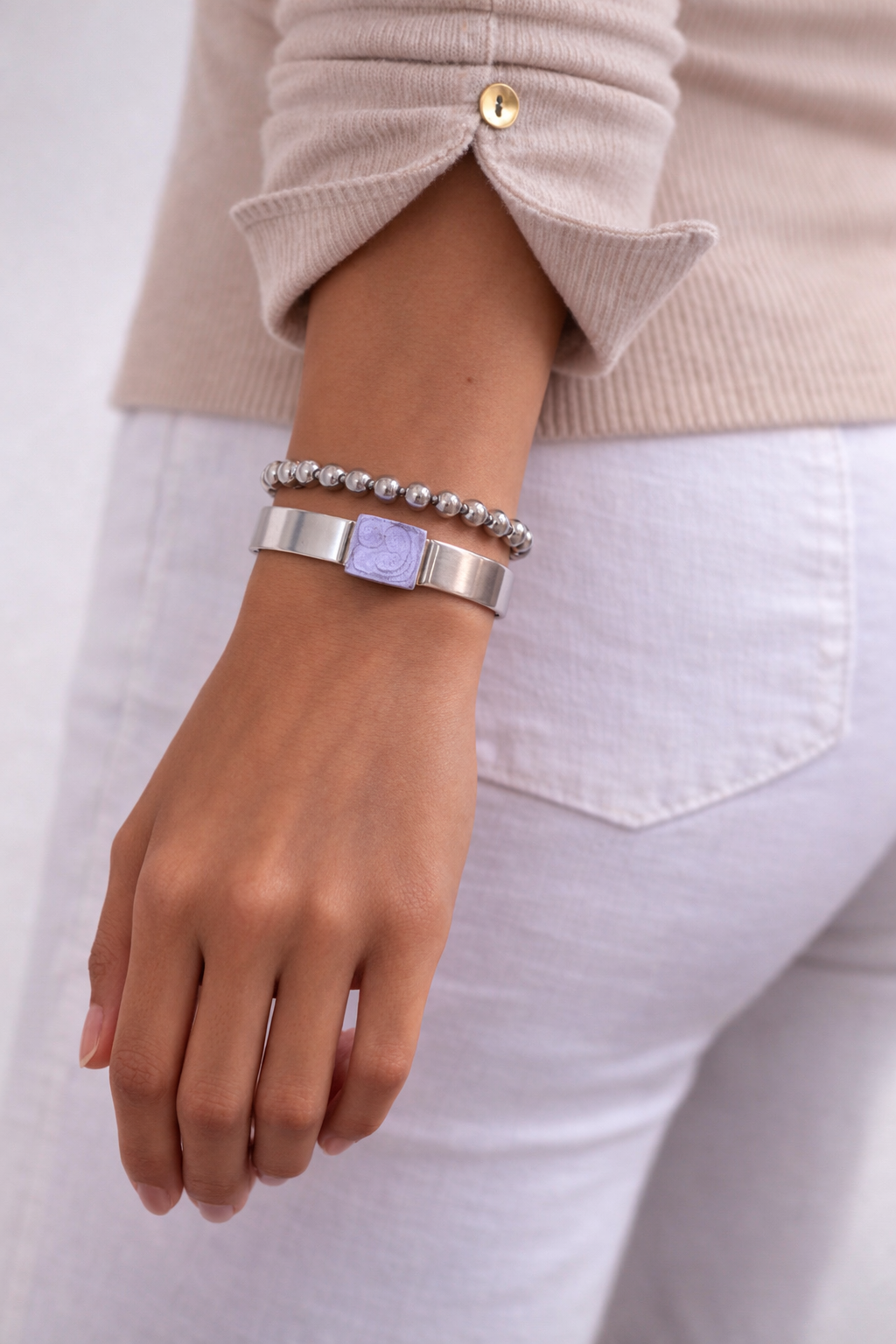 Lavender Silver .5 Inch Square