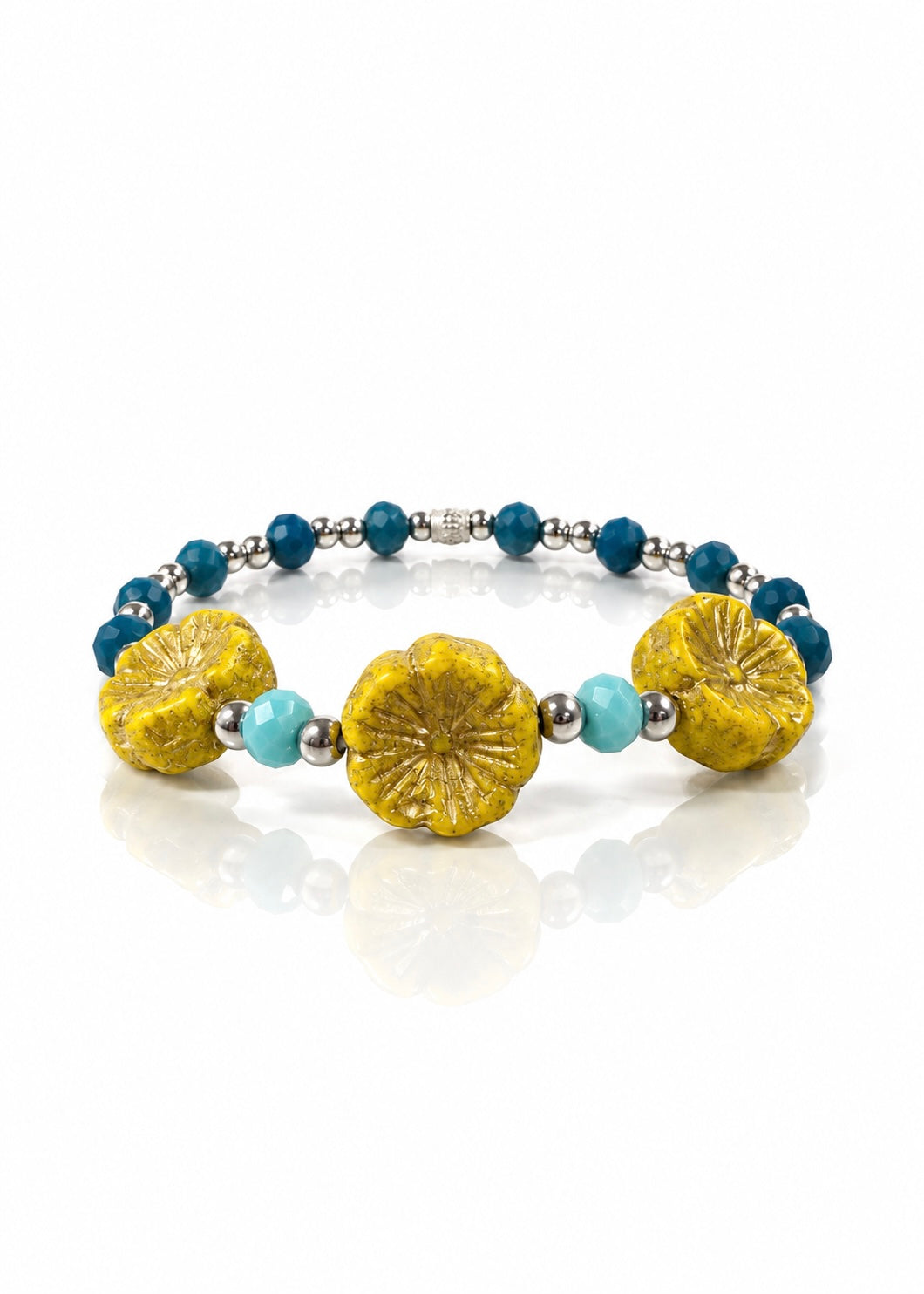 Pressed Flowers - Yellow/ Turquoise