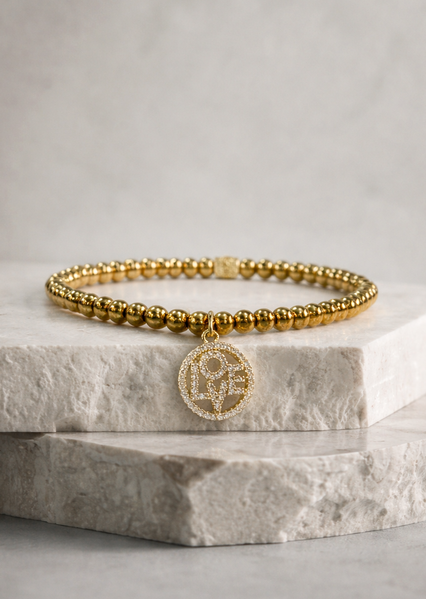 Sweetheart Pave Love Charm Gold