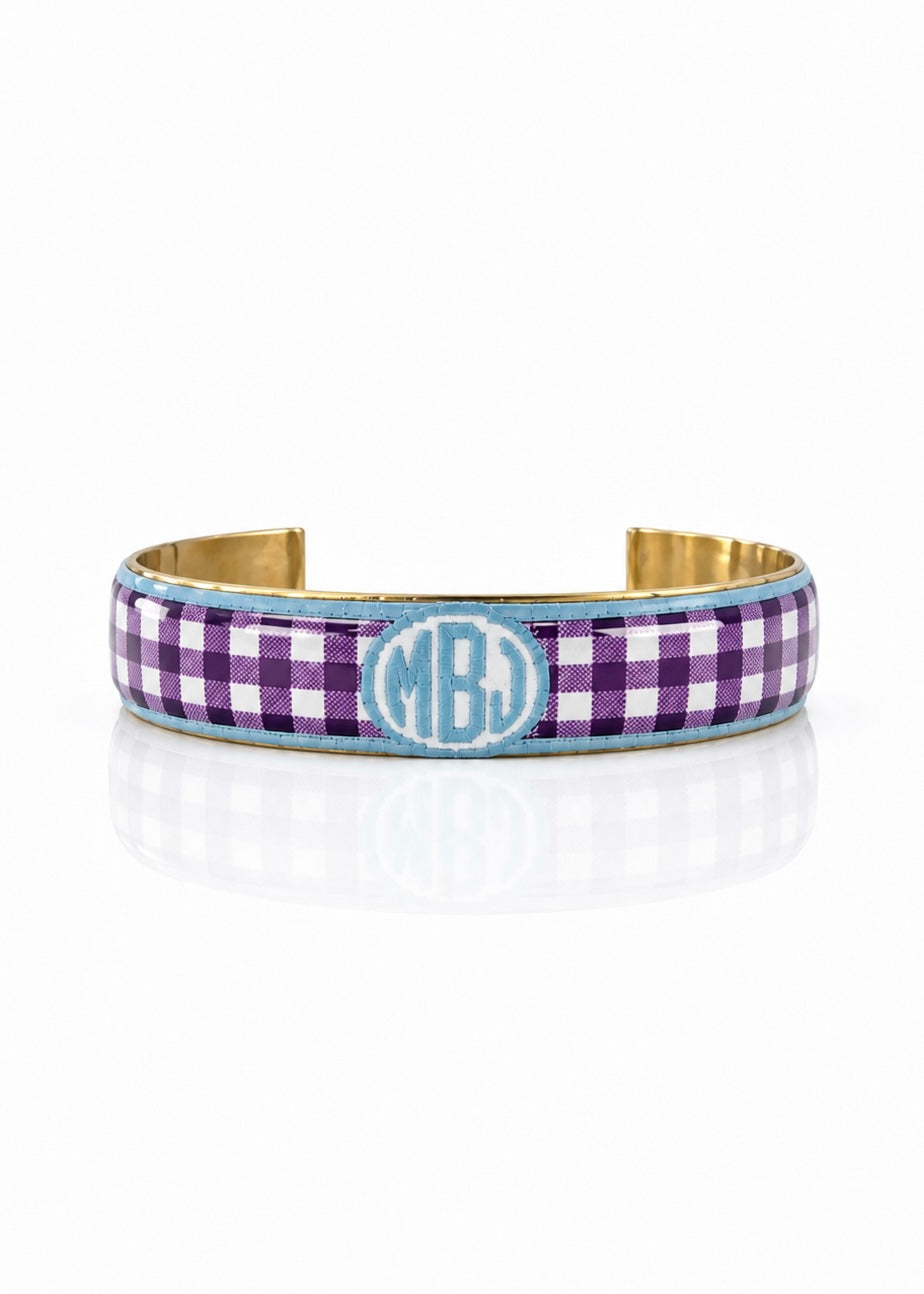 Art Deco Monogram - Gingham Dark Purple
