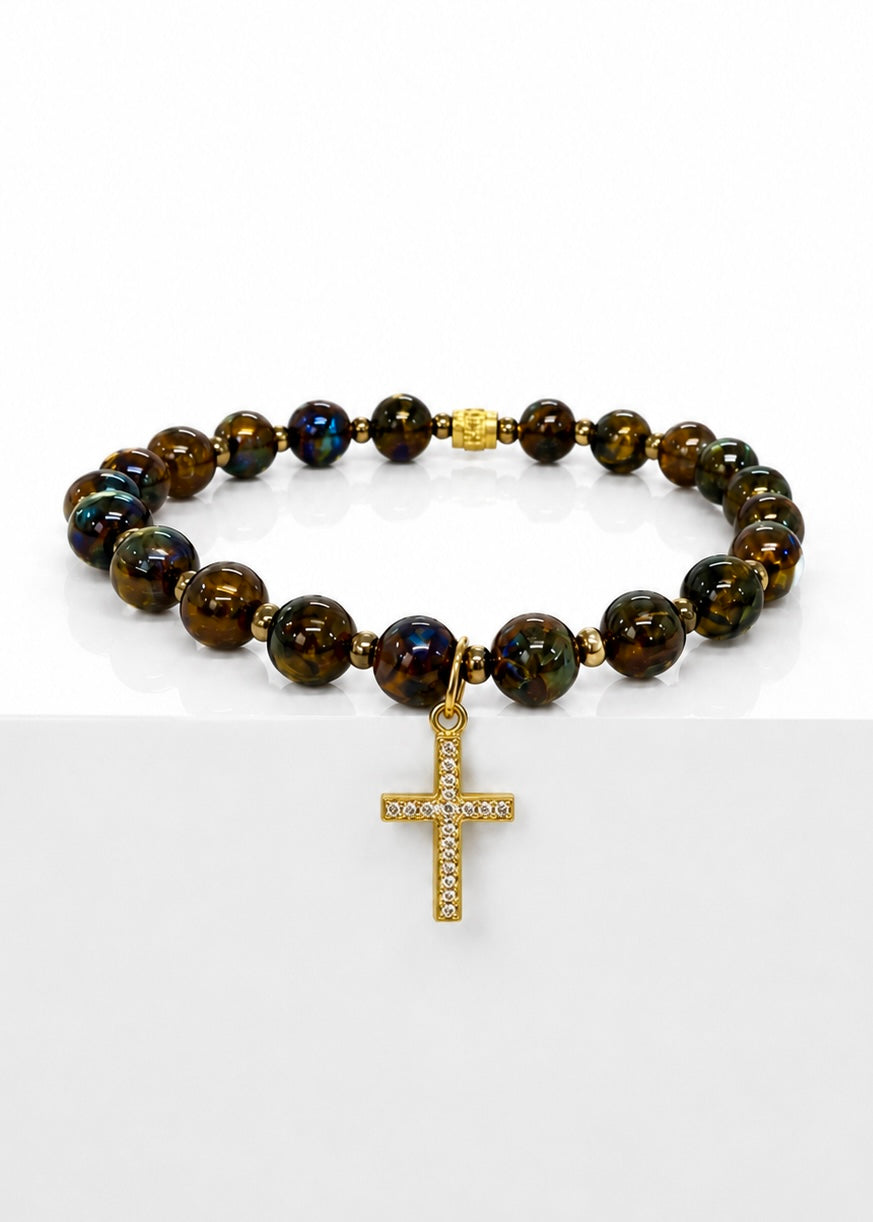 Ever True Faithful Prayer Pave Cross Gold