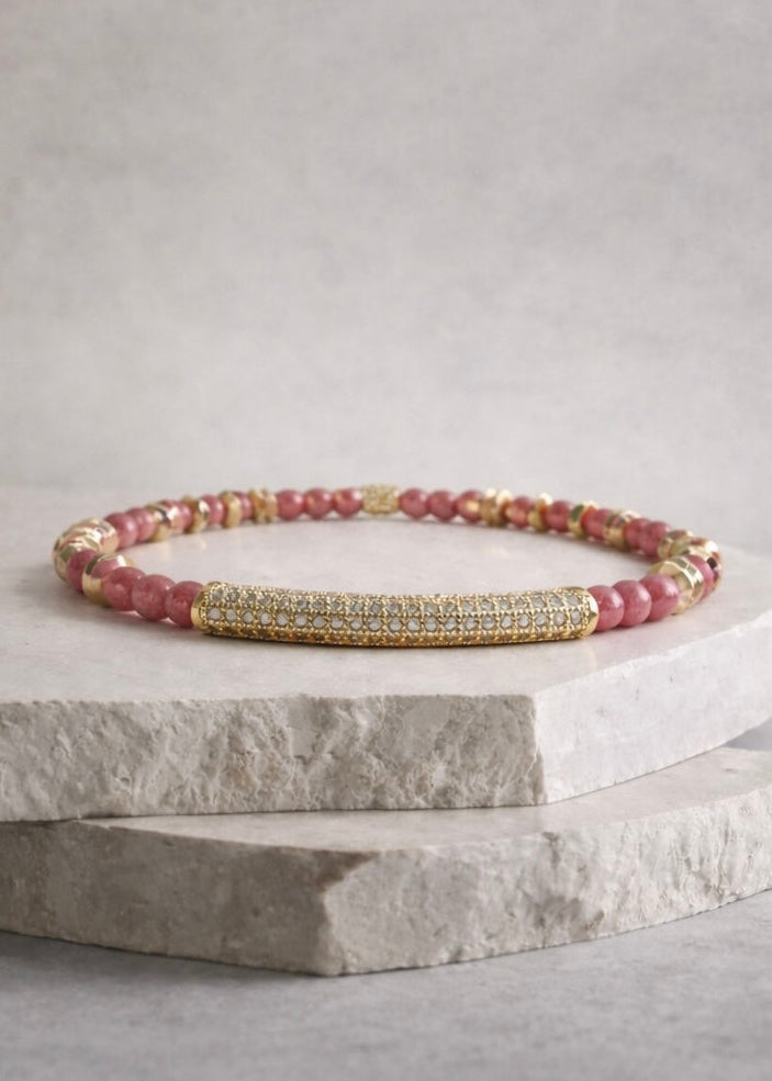 Sweetheart Pink Gold Pave Bar