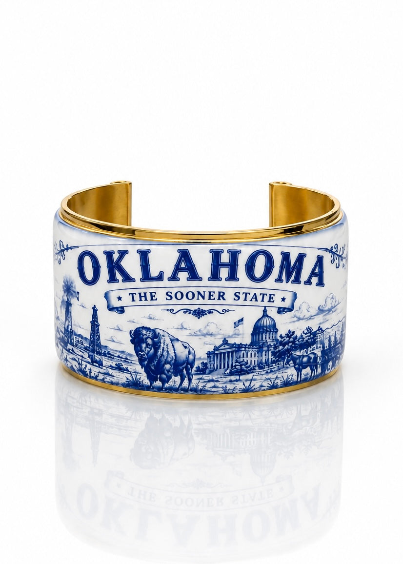 Art Deco - Oklahoma Blue Toile (Gold)