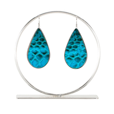 Teardrop Python Earrings - Turquoise on silver