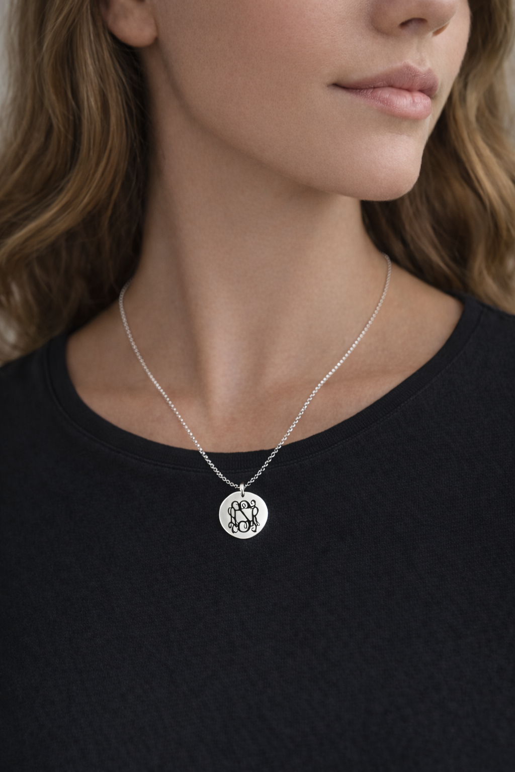 Charlotte Pendant Necklace Silver- MONOGRAM