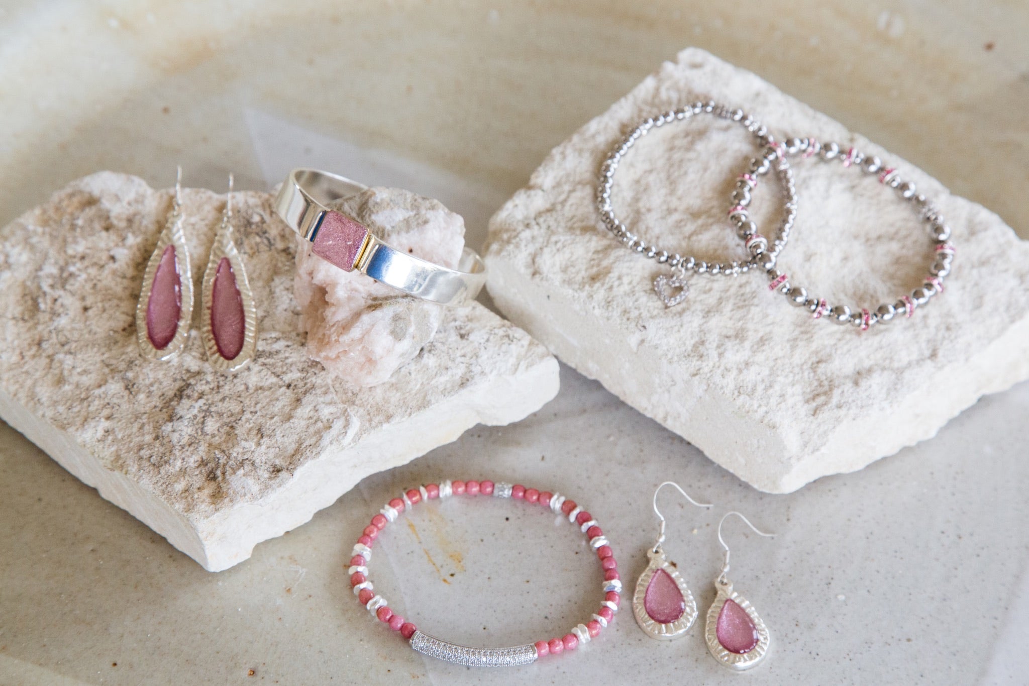 Sweetheart Pink Silver Pavé Bar