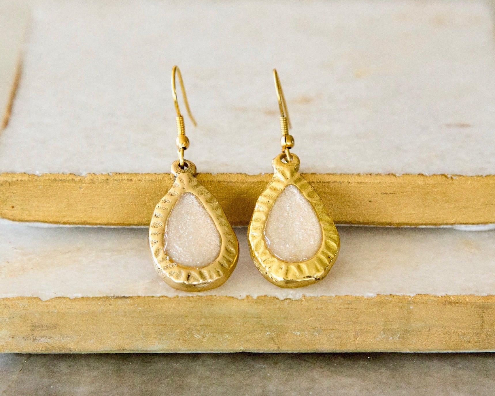 Telluride FRANCES White EARRINGS - GOLD