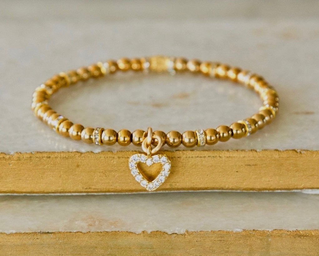 Sweetheart Gold Pave Heart