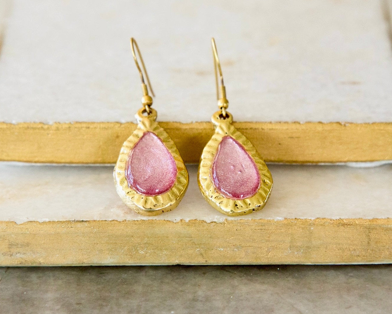 Sweetheart Frances Pink Earrings - Gold
