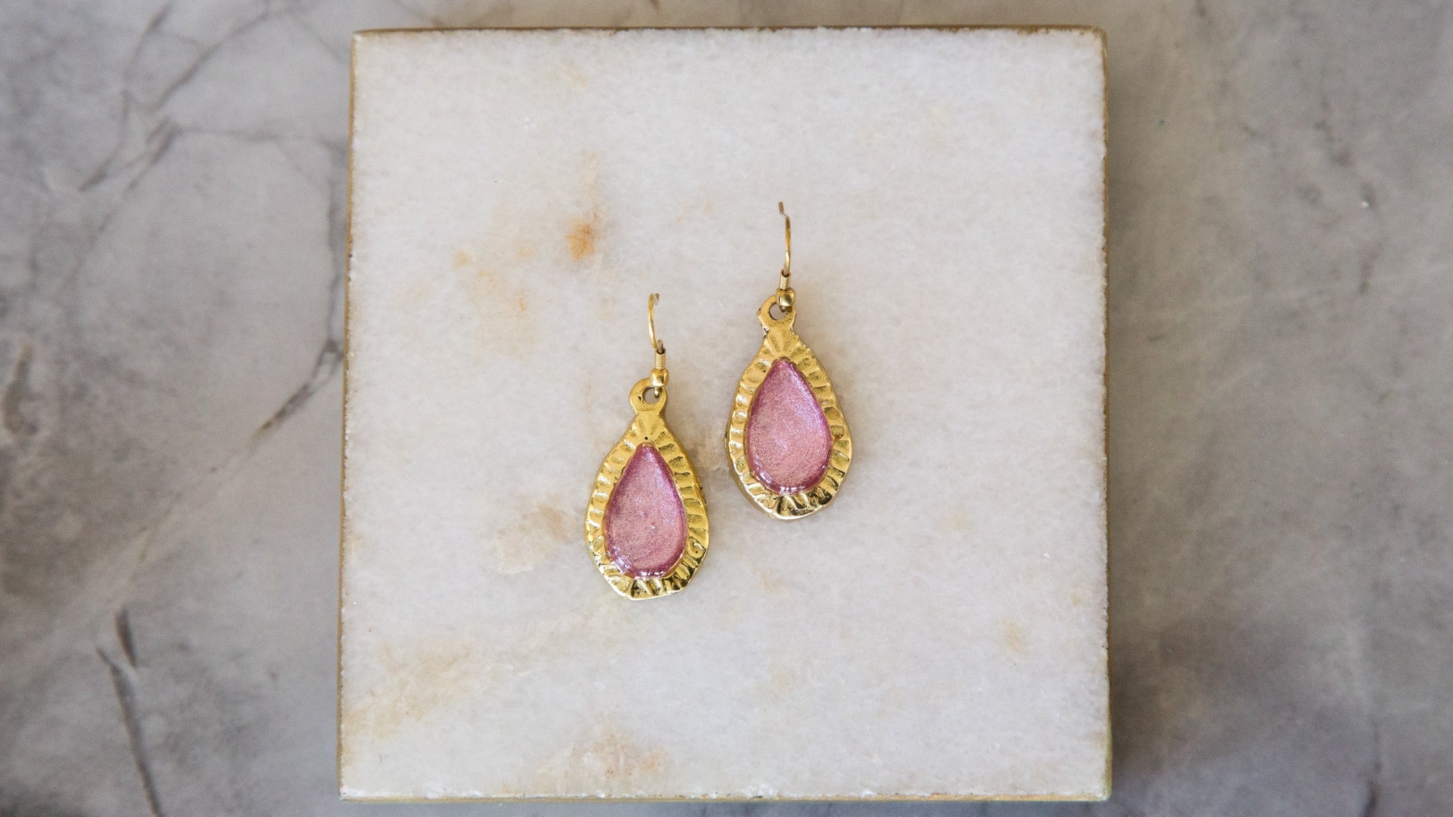 Sweetheart Frances Pink Earrings - Gold
