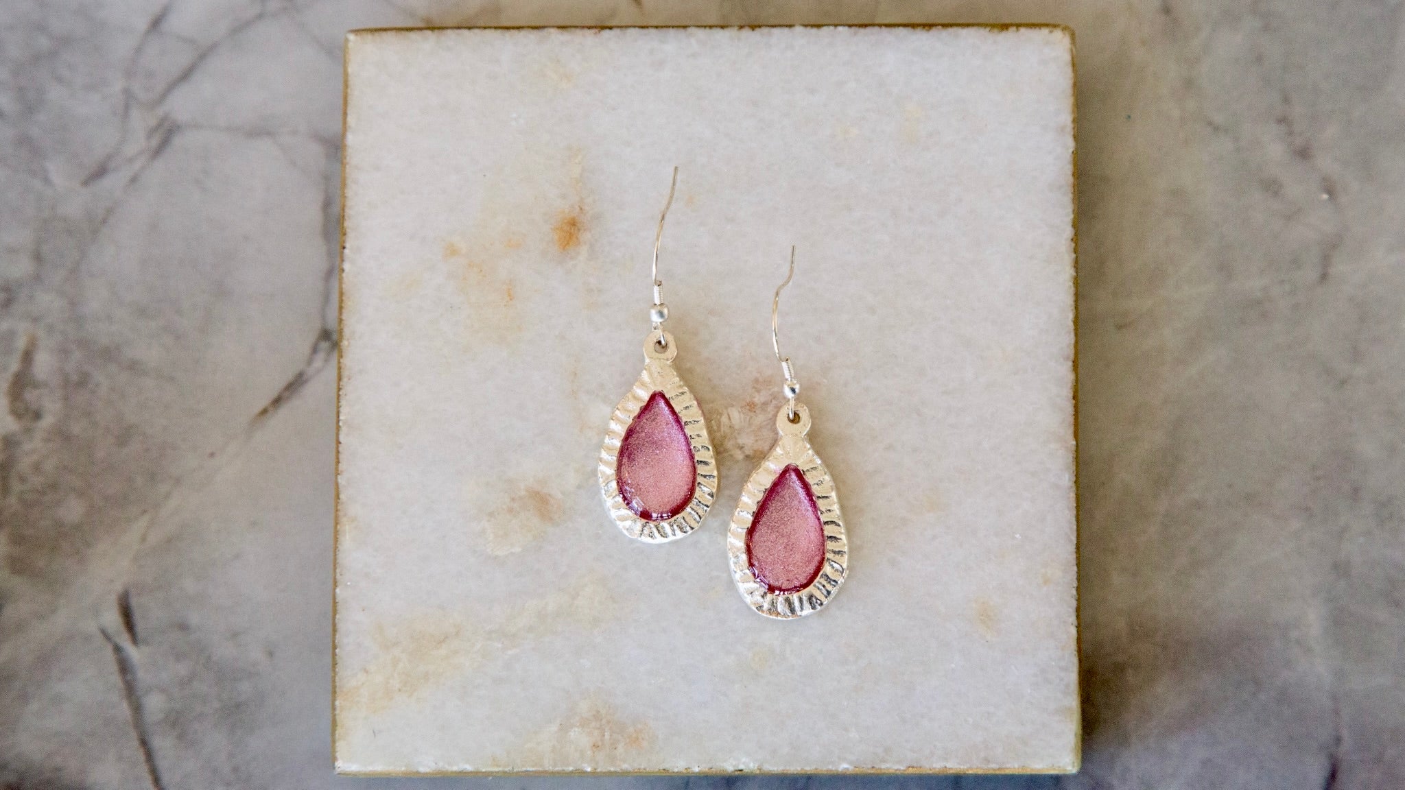 Sweetheart Frances Pink Earrings - Silver