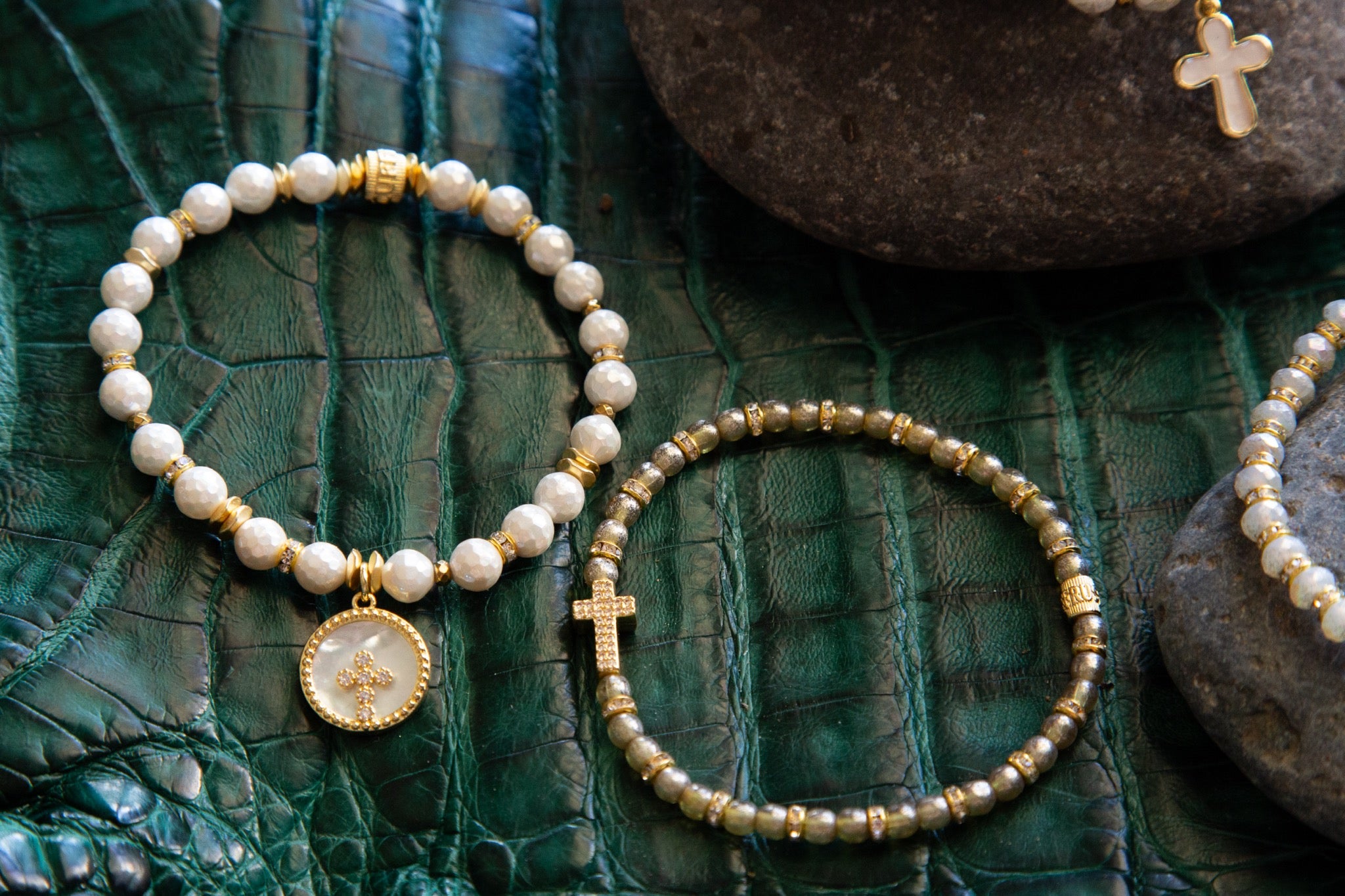 Ever True Translucent Taupe Pave Cross