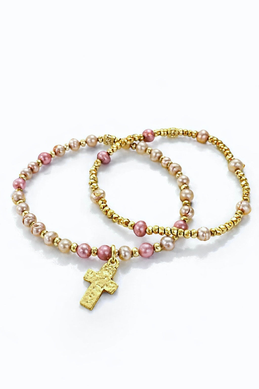 Petals and Pearls Cross Duo - Gold