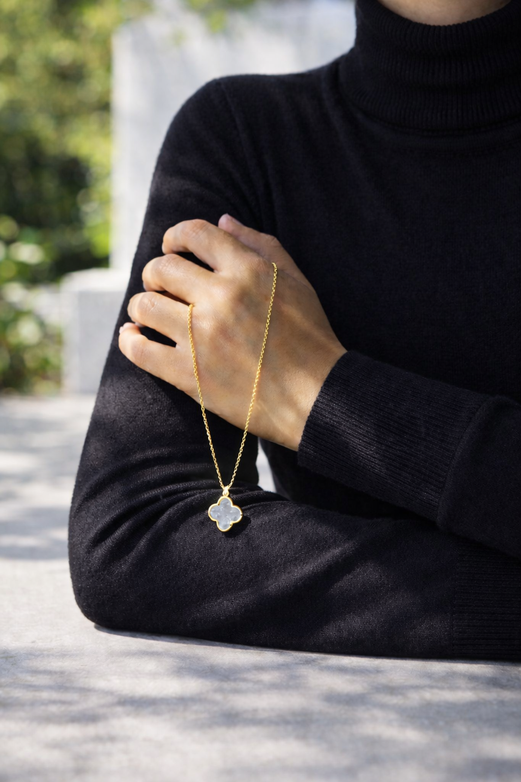 Mother of Pearl Gold Cross Necklace