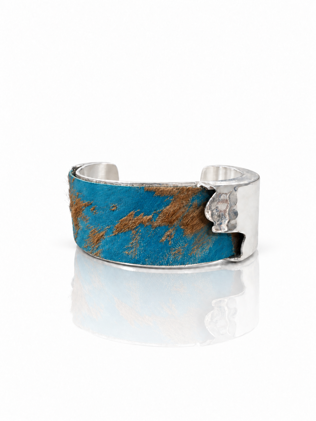 Woodland Blue - Turquoise Brazilian Calfskin (Silver) 1.0 inch