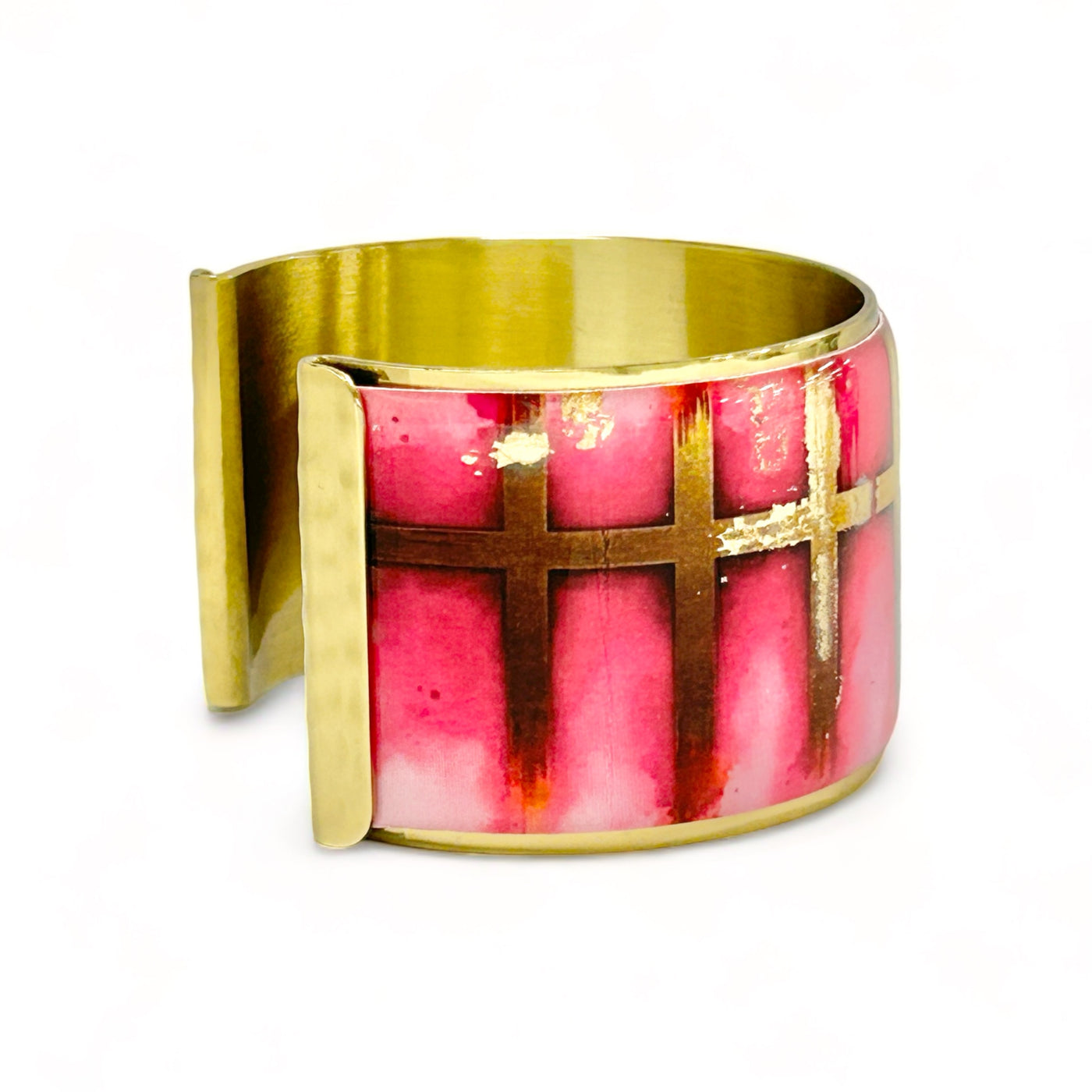Crosses on Pink Watercolor Cuff