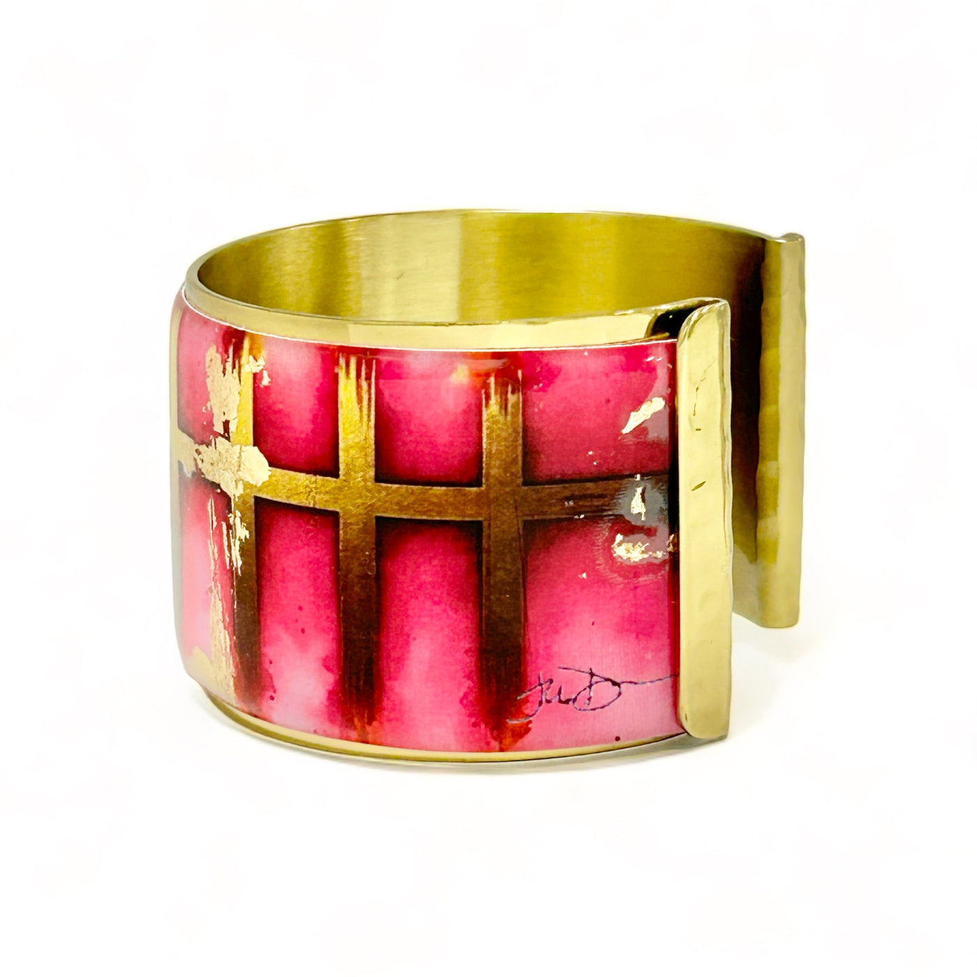 Crosses on Pink Watercolor Cuff
