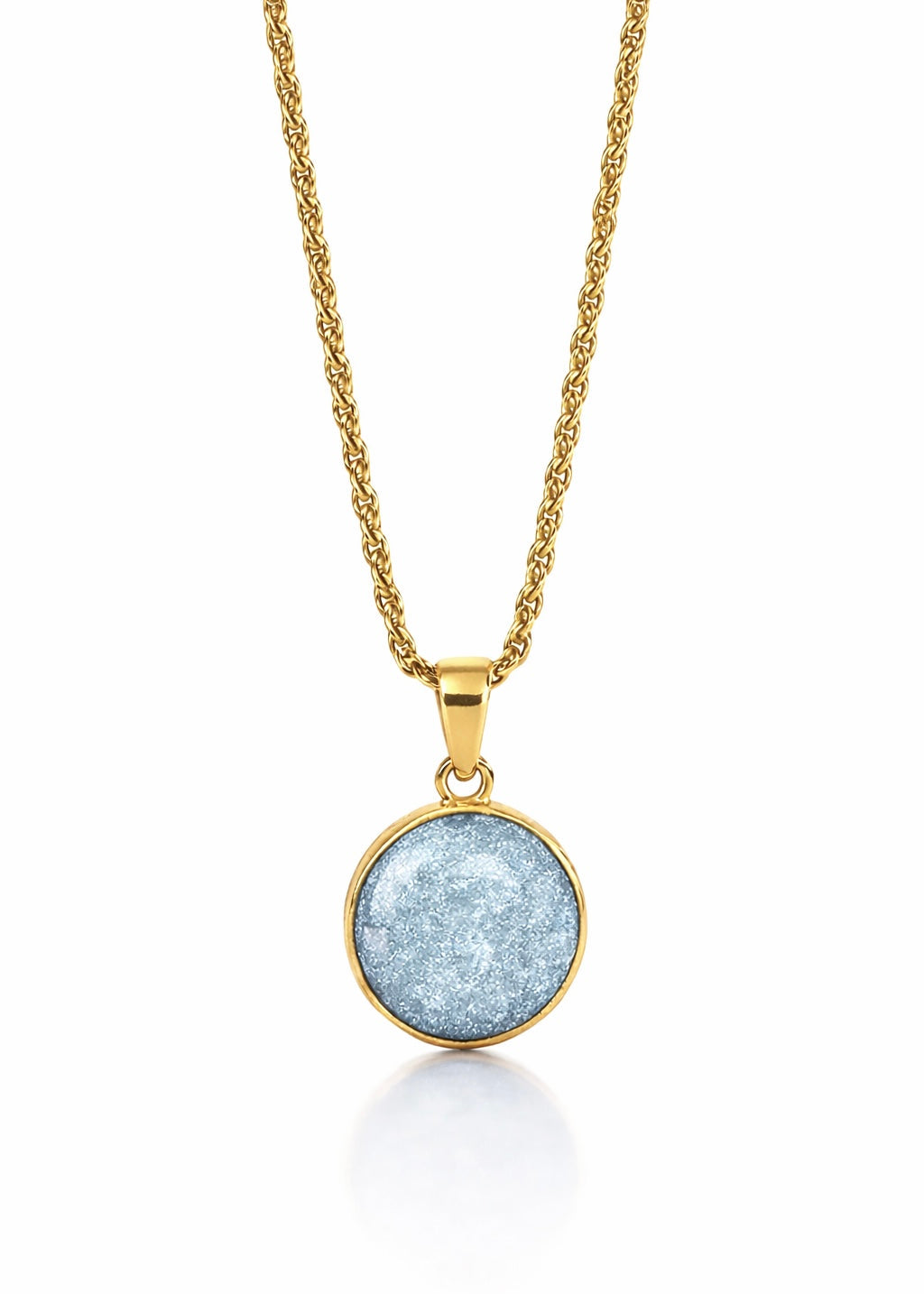 Summit Sky Blue Circle Pendant Necklace (Gold)