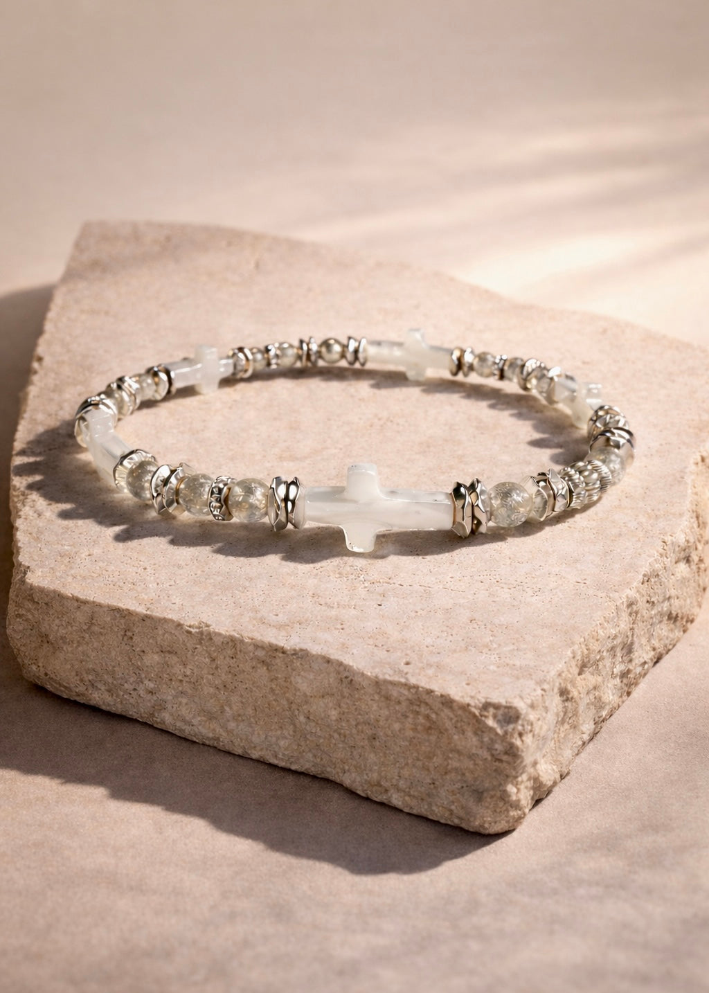 Ever True Quint Pearl Cross Silver