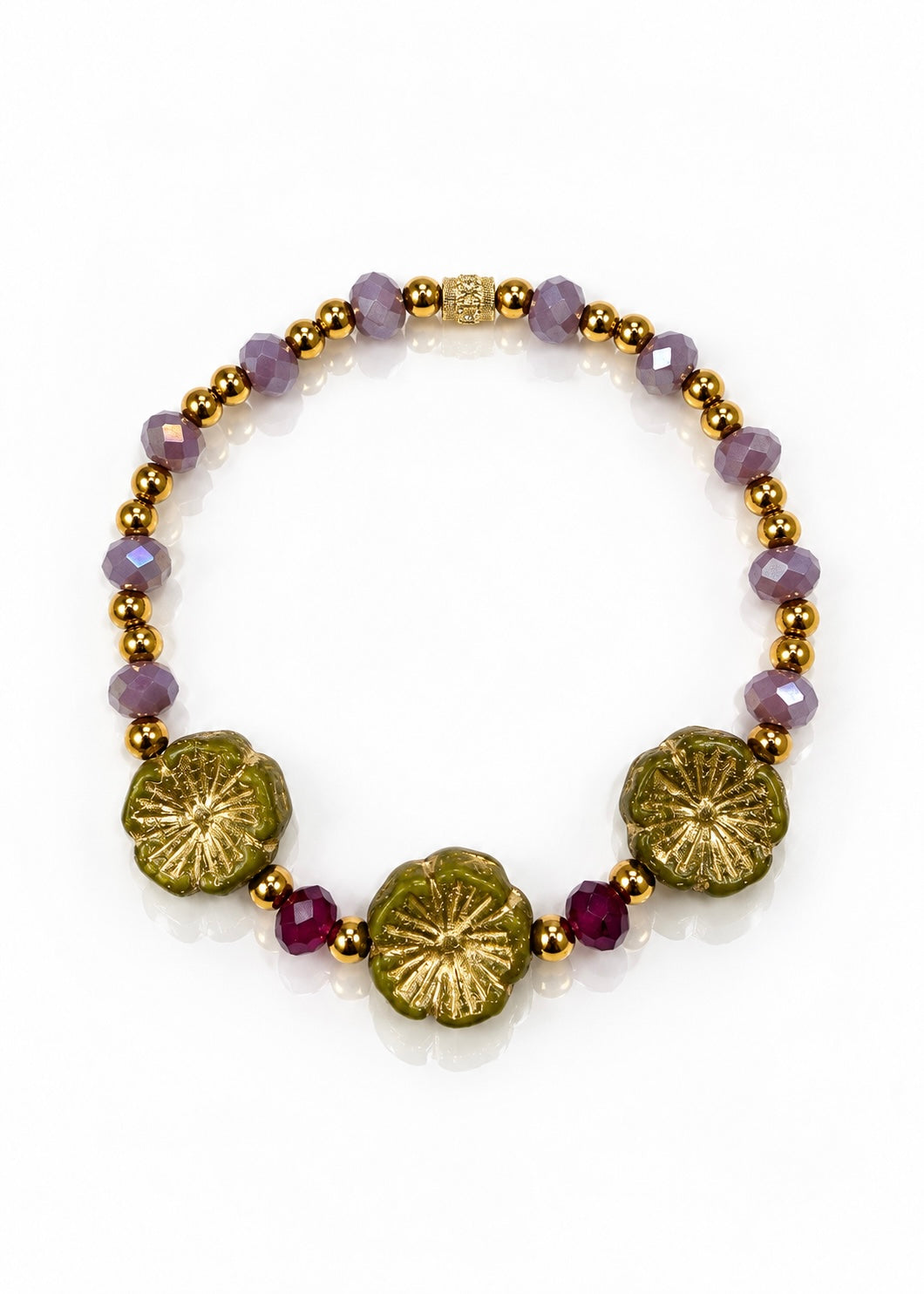 Pressed Flowers - Green/ Purple