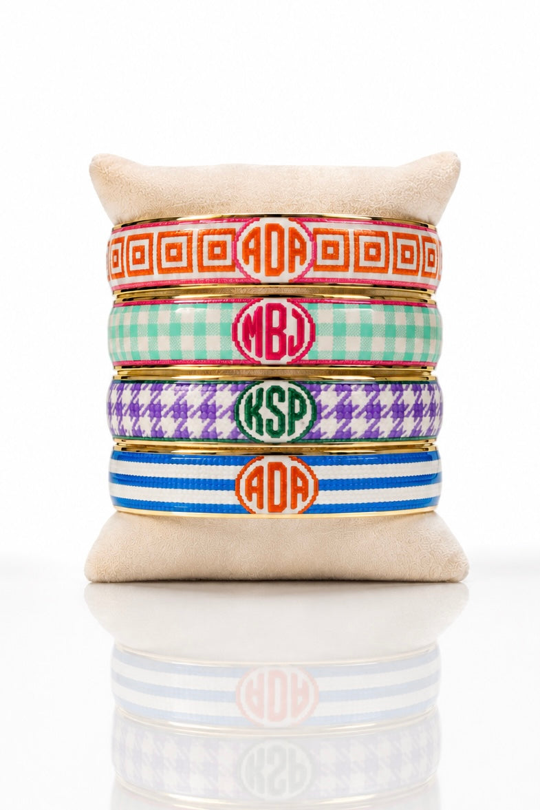 Art Deco Monogram - Houndstooth Red