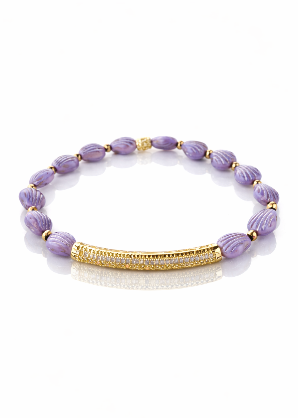 Lavender Fields Mini Shell Pave Bar (Gold)