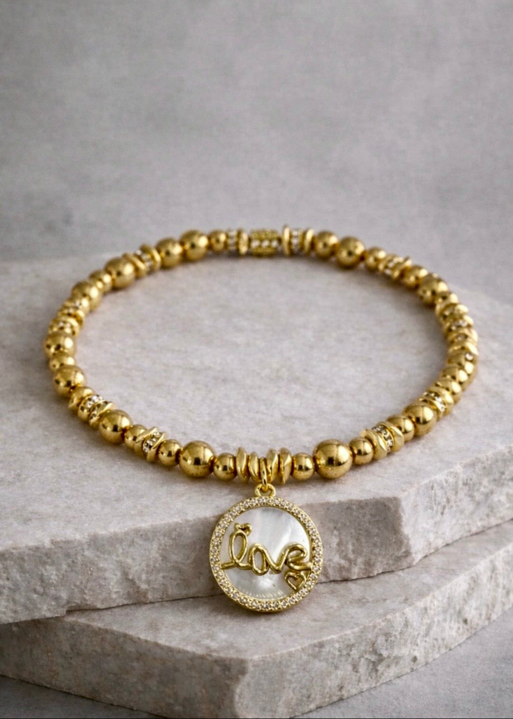 Sweetheart Mother of Pearl Pave Love