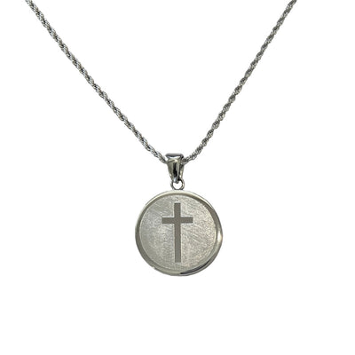 Jesse Engraved Cross Necklace - Silver