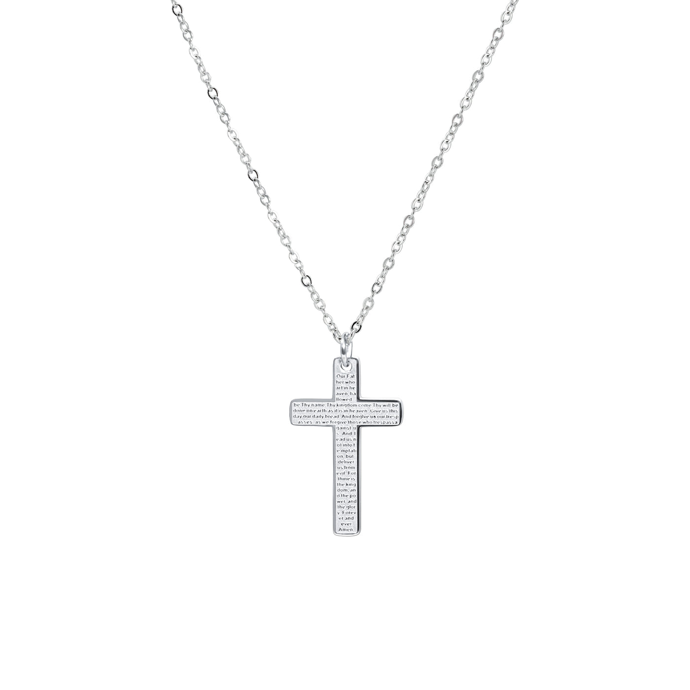 Cross Necklace - Lord's Prayer - Silver