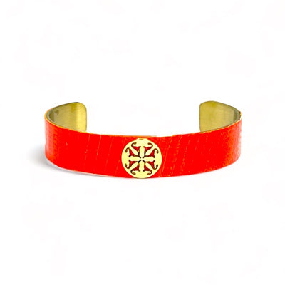 .5 Lizard Neon Coral with Circle Logo on Gold