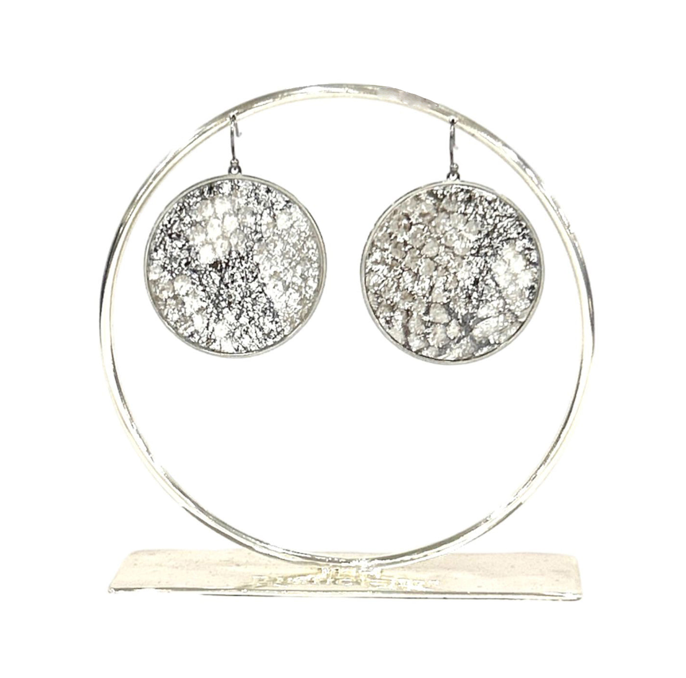 Python Round Earrings - All the Glitters on Silver
